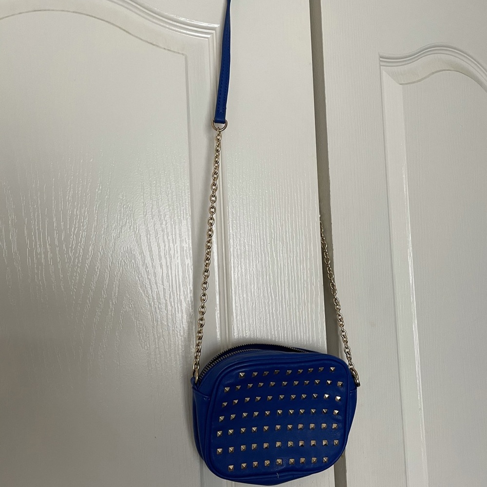Blue Studded Mini Crossbody
